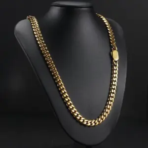 8mm12mm Hip-Hop 316L Stainless Steel Necklace For Men Women Golden Curb Cuban Link Chain Golden Bracelet Fashion Jewelry Gift