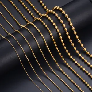 1PC wide1.2-6mm Gold 18K Plated Stainless Steel Ball Chain Necklace For Pendant or Dog Tags Chains Jewelry Making Dropshipping