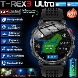 2026 New T-Rex3 Pro 1100mAh Battery Smart Watch GPS path 5ATM Waterproof Sports Run tracker Outdoors Compass Military Smartwatch