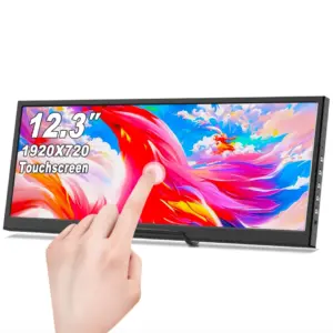 12.3 Inch Portable Monitor Touchscreen HDMI USB-C 1920x720 IPS Display LCD Bar Computer Temp Display Widescreen