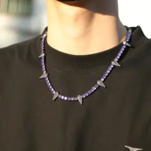 UWIN Black Panther Necklace Full Iced Out CZ 5 mm Tennis Chain Necklaces for Women Men Fashion Jewelry for Drop Shipping