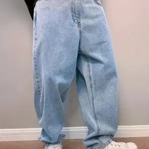 Casual Oversize Baggy Jeans Mens Spring Autumn Straight Loose Light Blue Denim Trousers Streetwear Fashion Wide Leg Pants Y2k